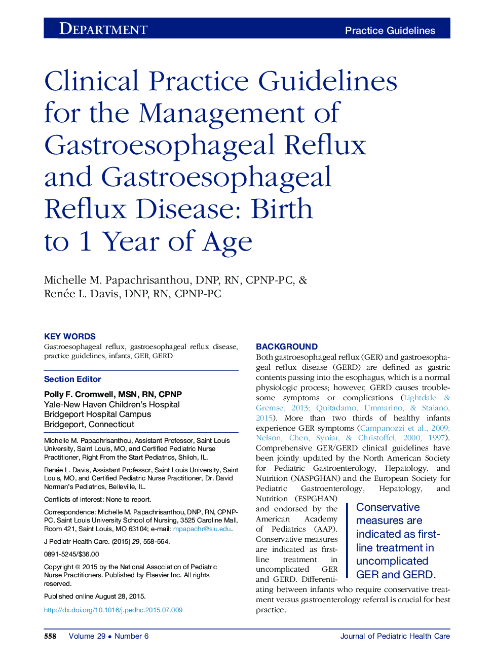 Clinical Practice Guidelines for the Management of Gastroesophageal Reflux and Gastroesophageal Reflux Disease: Birth toÂ 1Â Year of Age