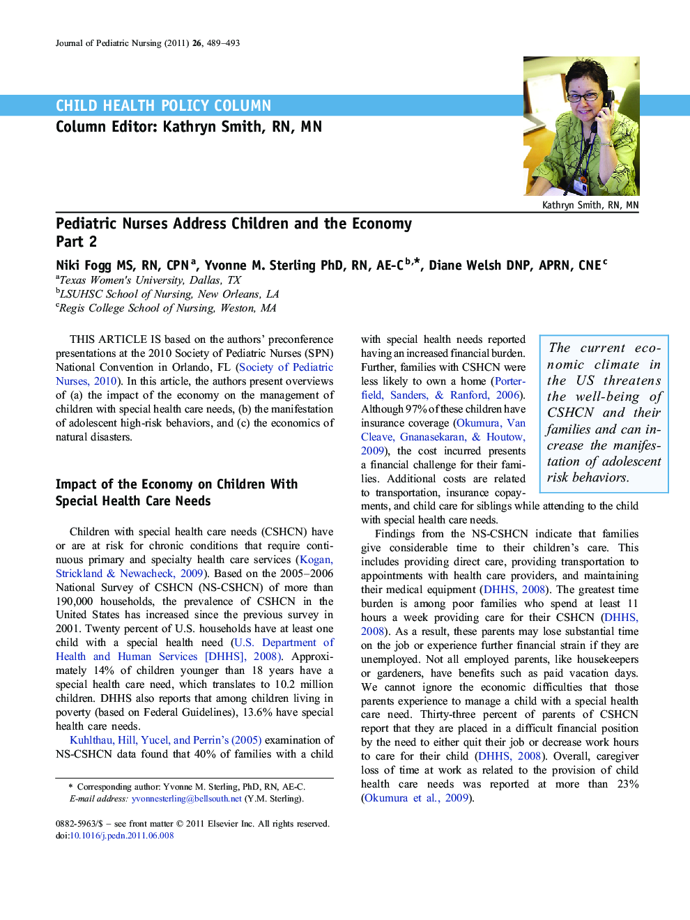 Pediatric Nurses Address Children and the Economy