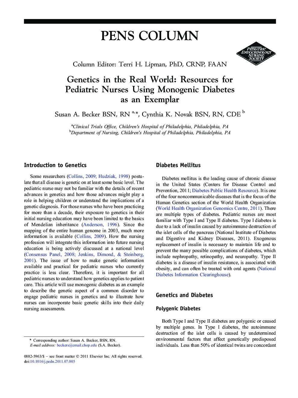 Genetics in the Real World: Resources for Pediatric Nurses Using Monogenic Diabetes as an Exemplar
