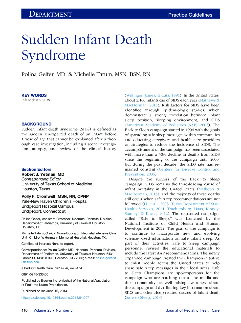 Sudden Infant Death Syndrome