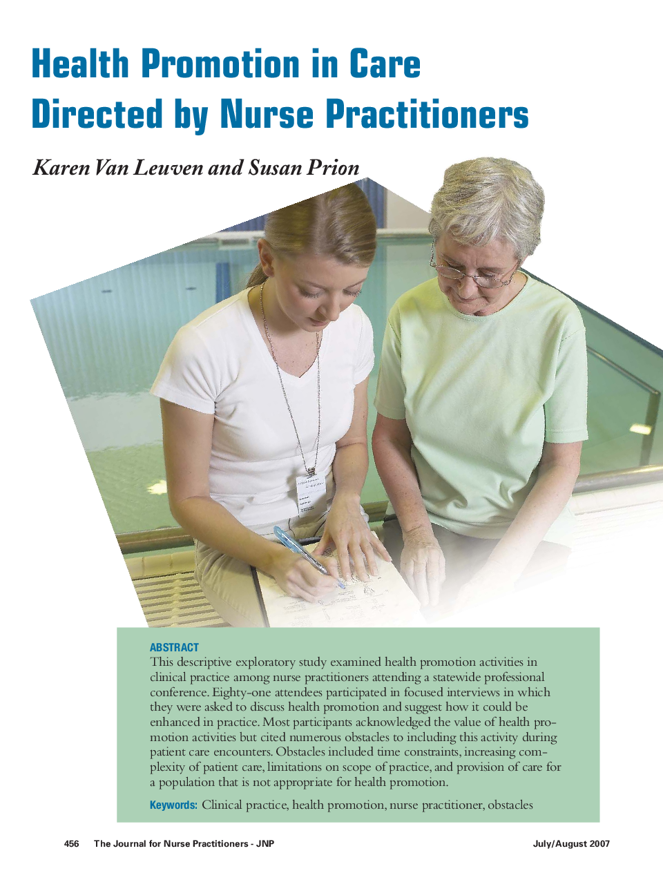 Health Promotion in Care Directed by Nurse Practitioners 