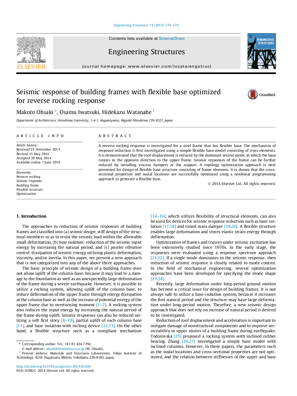 Seismic response of building frames with flexible base optimized for reverse rocking response