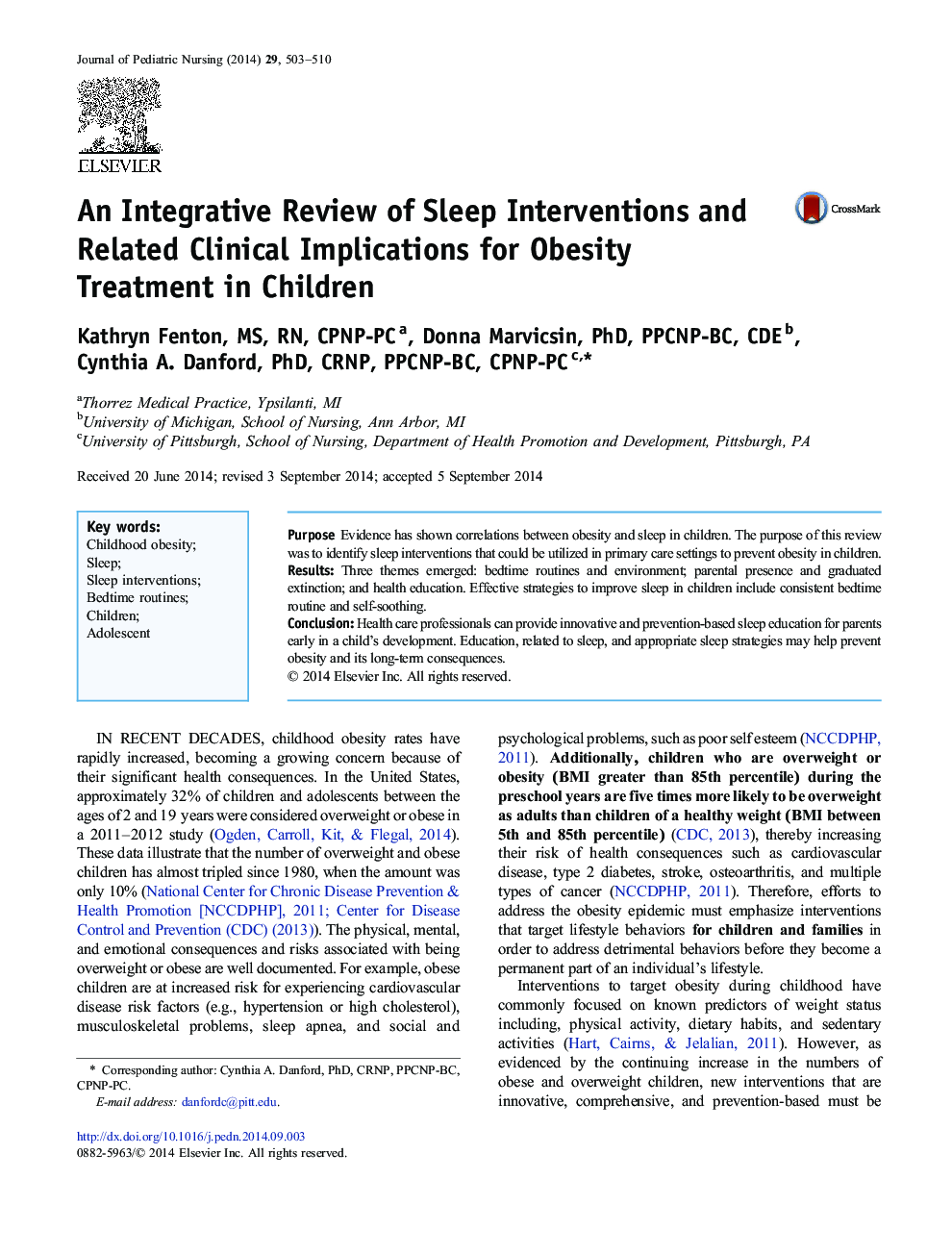 بررسی یکپارچه ای از مداخلات خواب و پیامدهای بالینی مرتبط با آن برای درمان چاقی در کودکان 