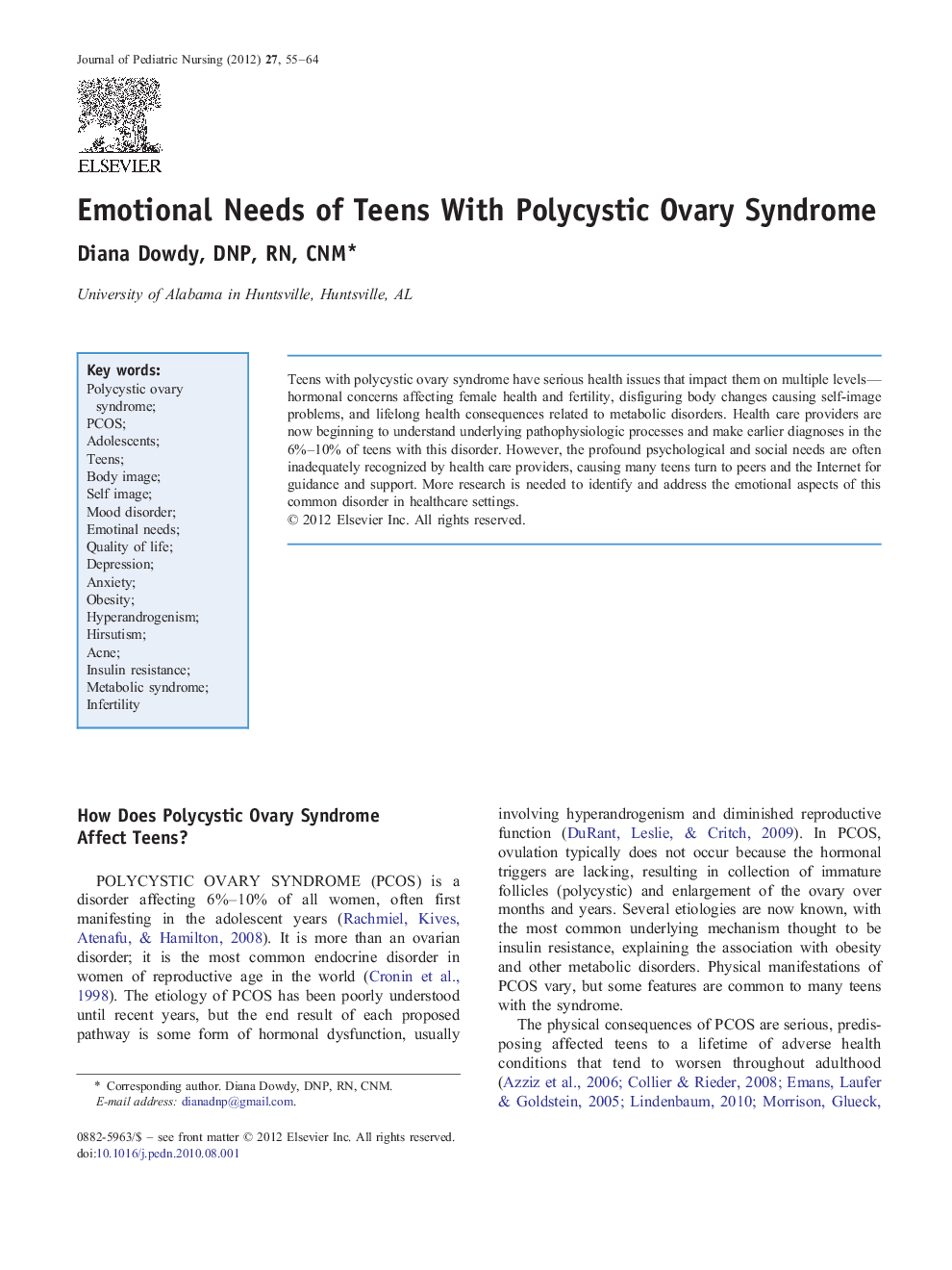 Emotional Needs of Teens With Polycystic Ovary Syndrome