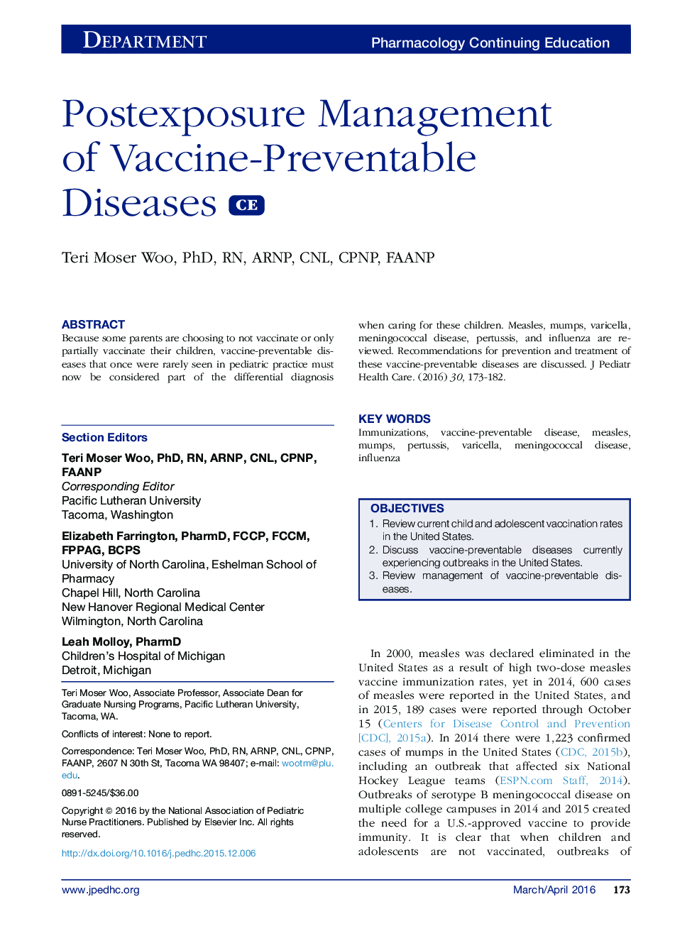 مدیریت پس از مواجهه با بیماری های قابل پیشگیری با واکسن