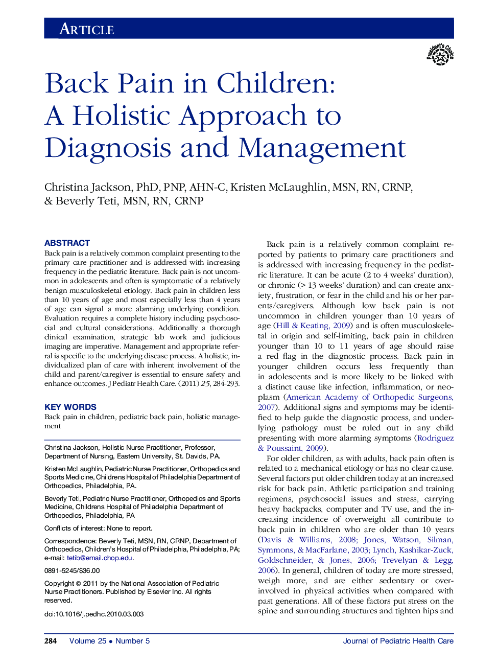 Back Pain in Children: A Holistic Approach to Diagnosis and Management 