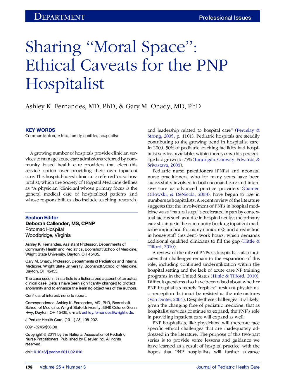 Sharing “Moral Space”: Ethical Caveats for the PNP Hospitalist