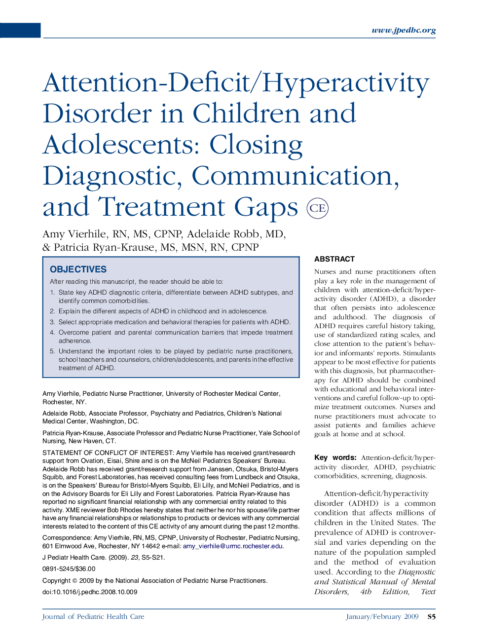 Attention-Deficit/Hyperactivity Disorder in Children and Adolescents: Closing Diagnostic, Communication, and Treatment Gaps 