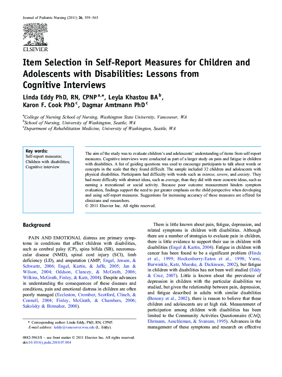 Item Selection in Self-Report Measures for Children and Adolescents with Disabilities: Lessons from Cognitive Interviews