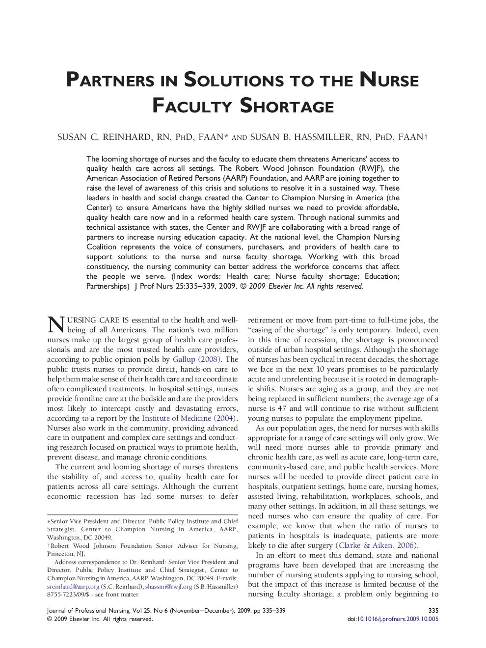 Partners in Solutions to the Nurse Faculty Shortage