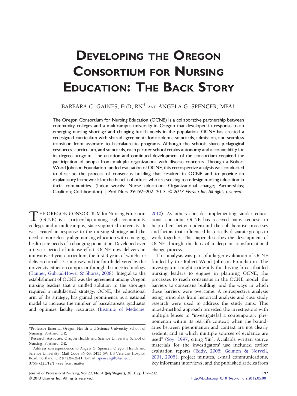 Developing the Oregon Consortium for Nursing Education: The Back Story