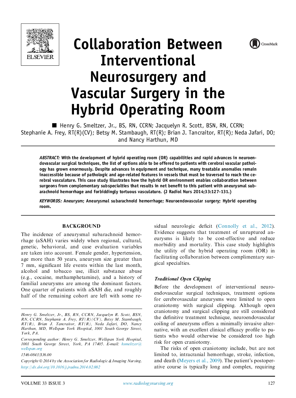 Collaboration Between Interventional Neurosurgery and Vascular Surgery in the Hybrid Operating Room