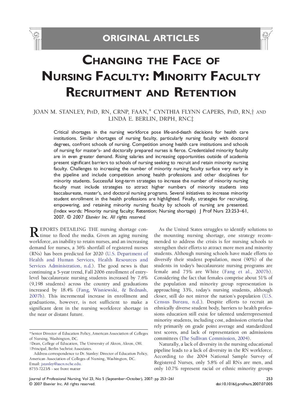 Changing the Face of Nursing Faculty: Minority Faculty Recruitment and Retention