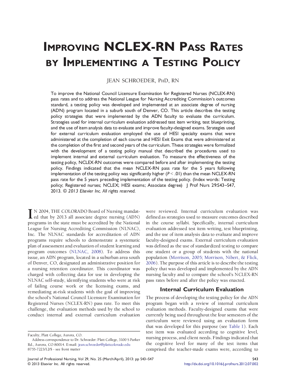 Improving NCLEX-RN Pass Rates by Implementing a Testing Policy