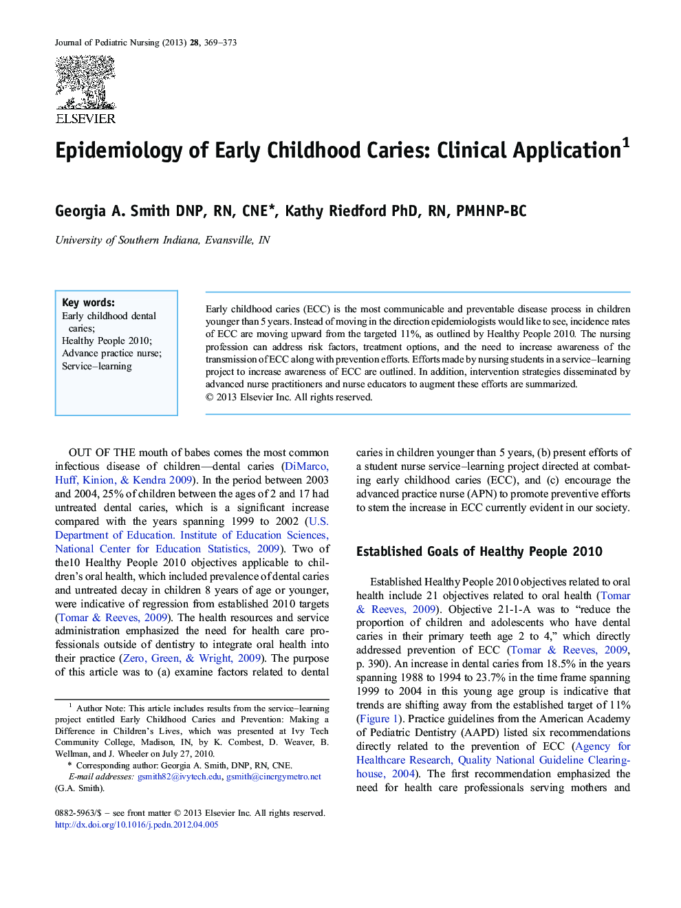 Epidemiology of Early Childhood Caries: Clinical Application 1