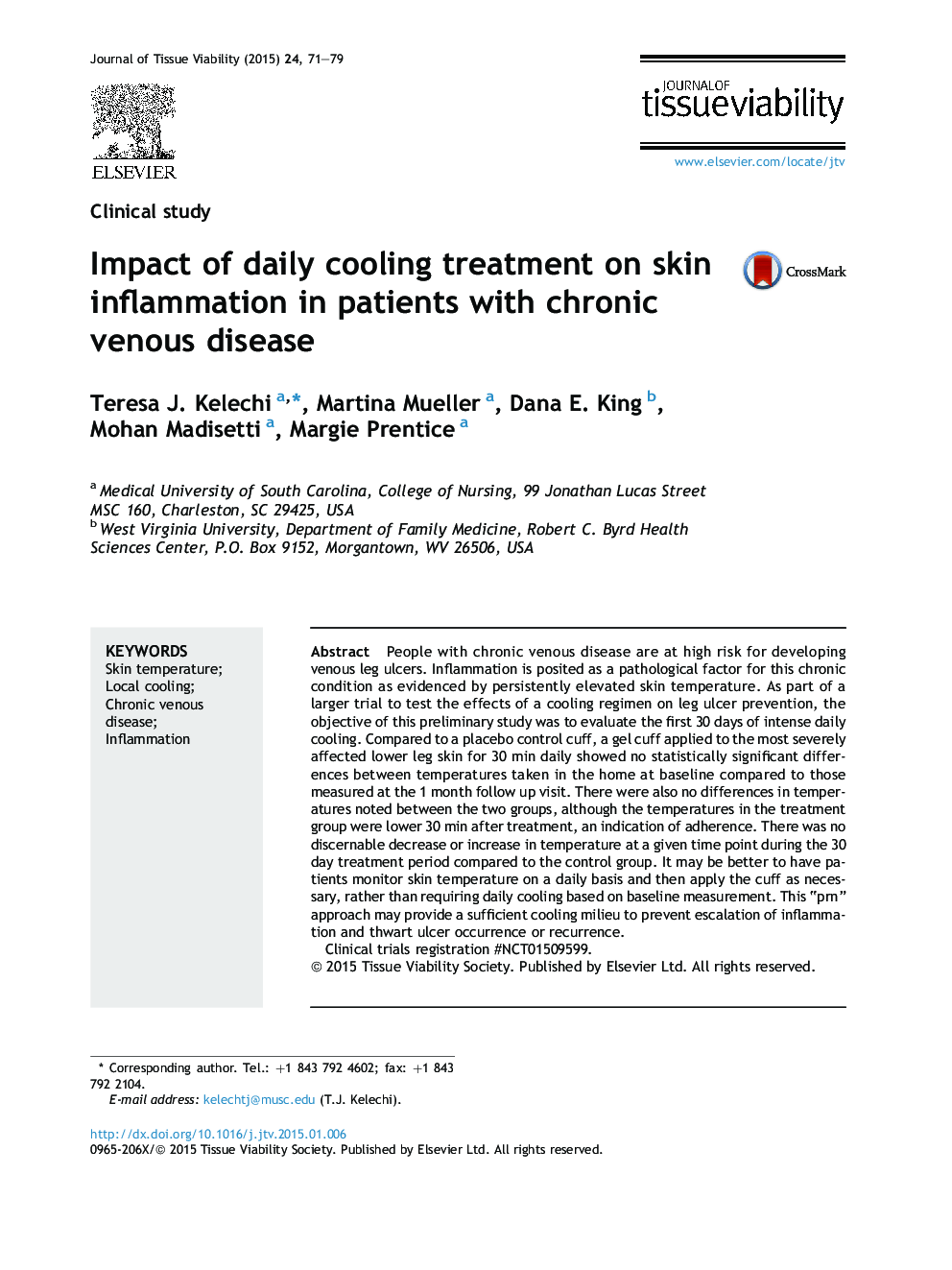 Impact of daily cooling treatment on skin inflammation in patients with chronic venous disease