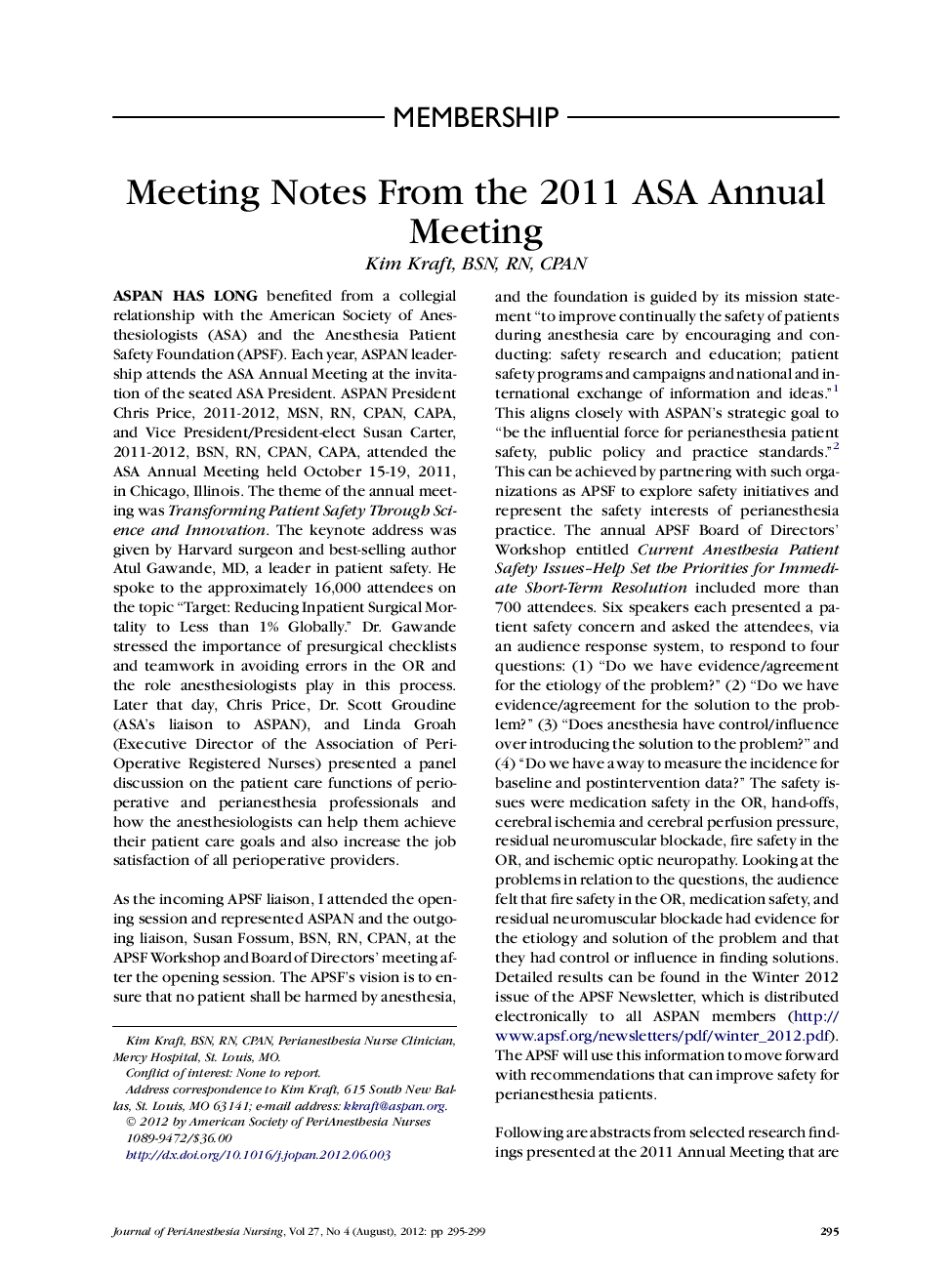 Meeting Notes From the 2011 ASA Annual Meeting