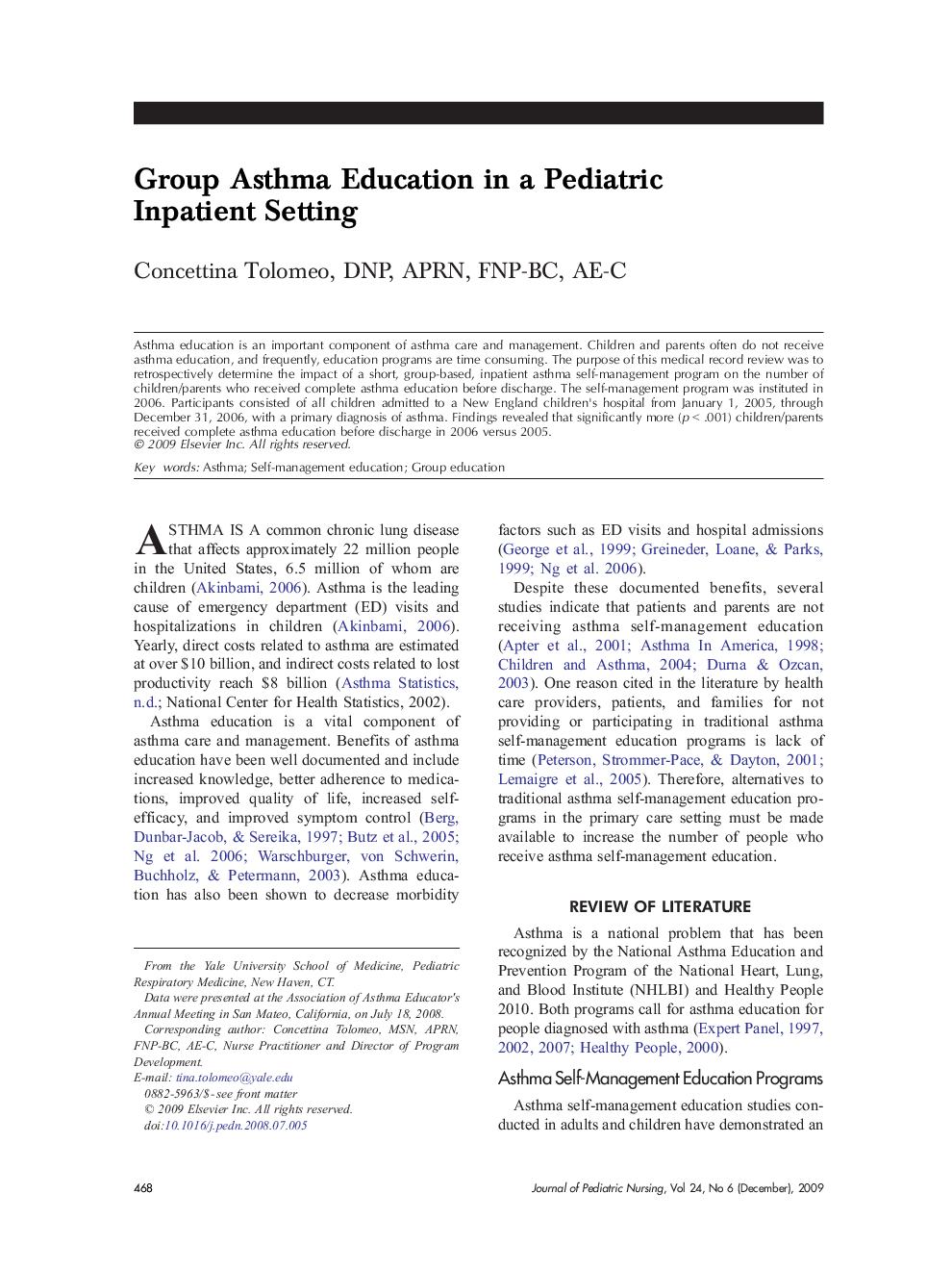 Group Asthma Education in a Pediatric Inpatient Setting