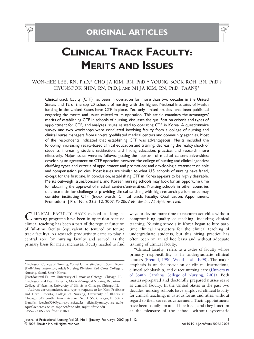 Clinical Track Faculty: Merits and Issues