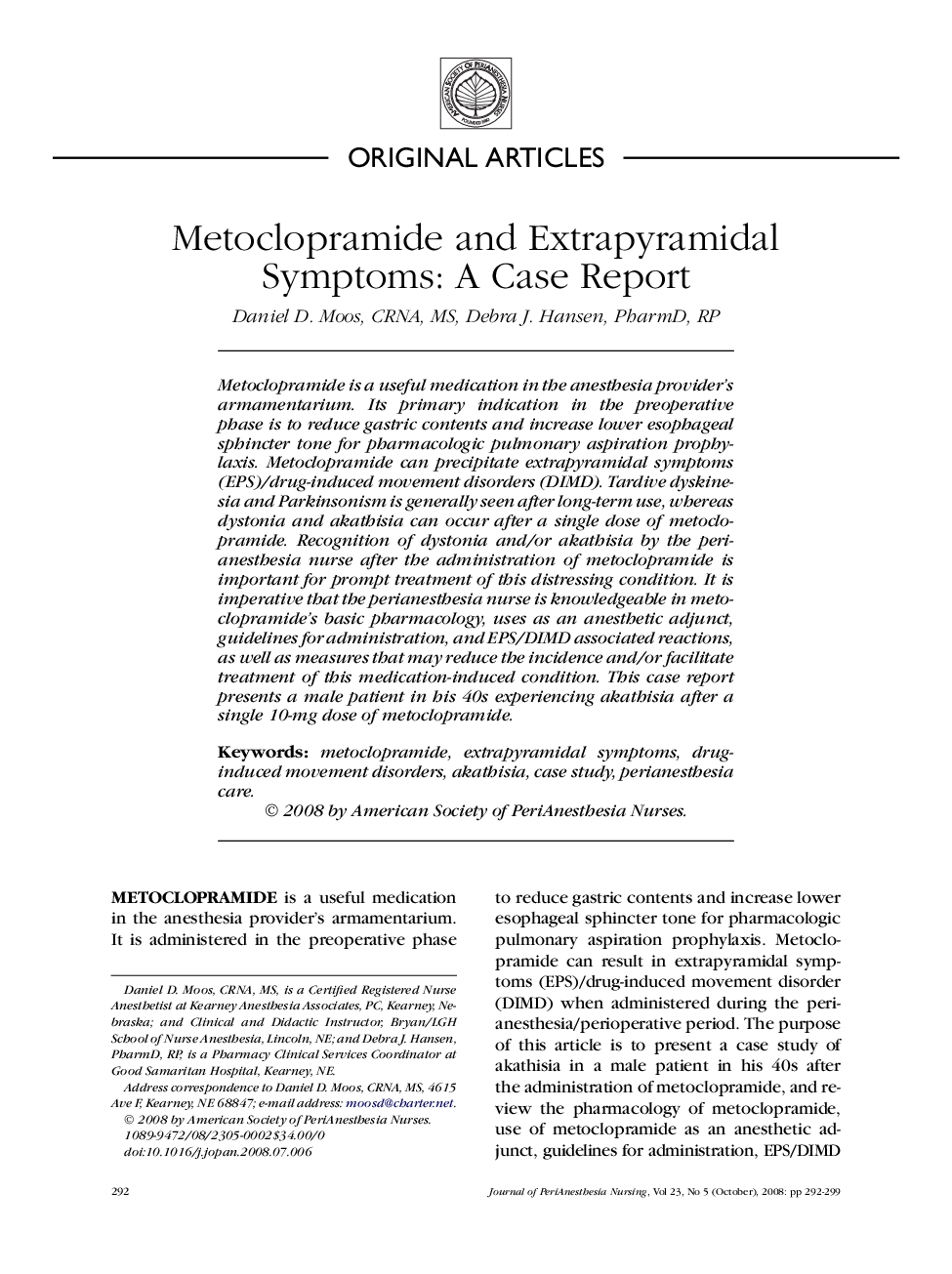 Metoclopramide and Extrapyramidal Symptoms: A Case Report