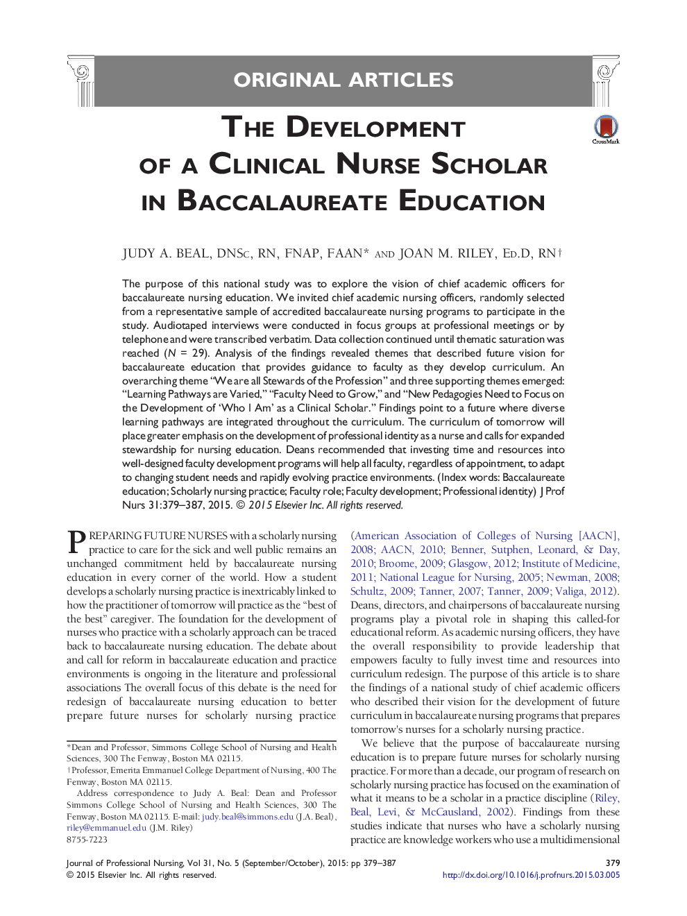 The Development of a Clinical Nurse Scholar in Baccalaureate Education