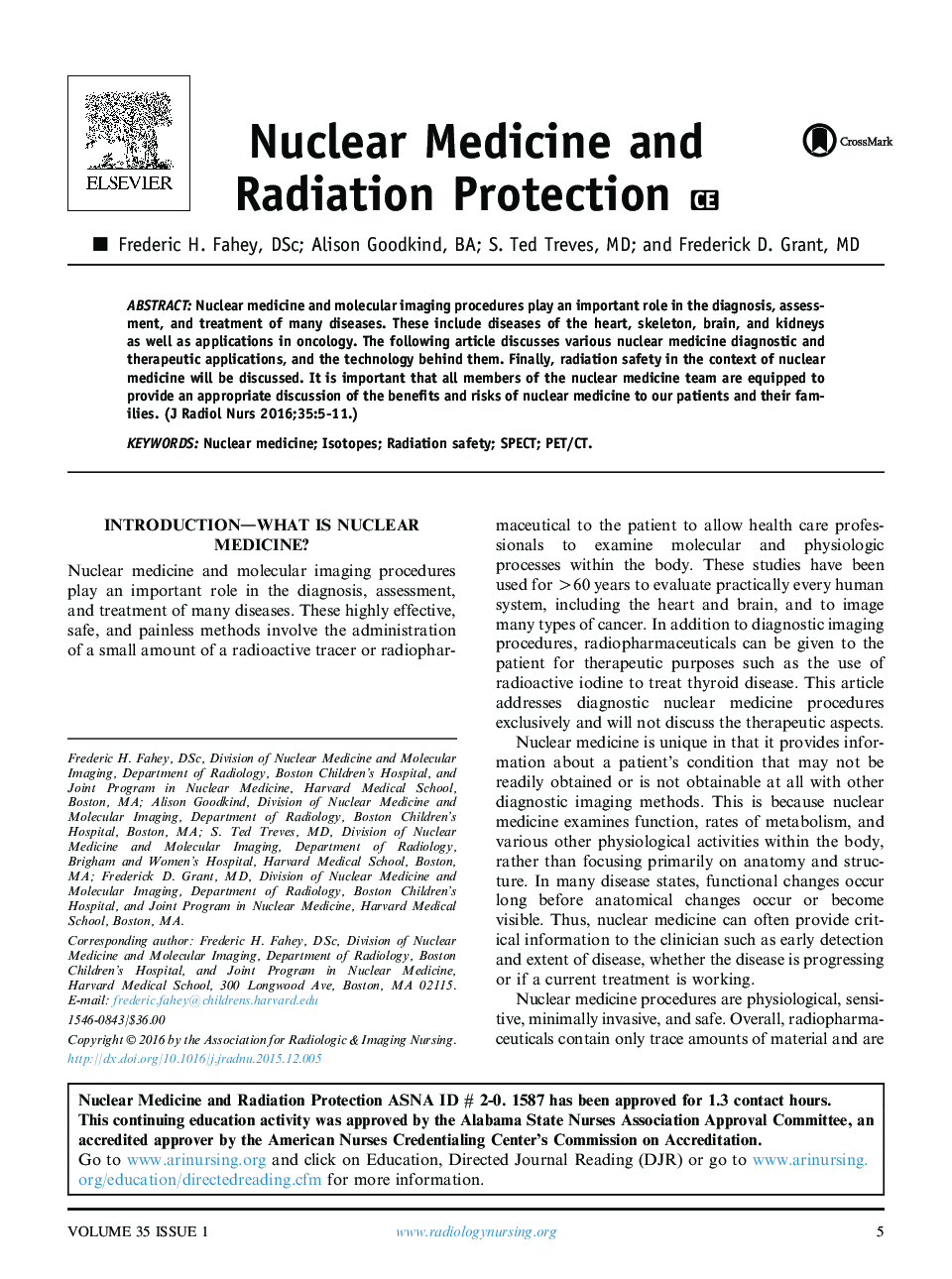 Nuclear Medicine and Radiation Protection