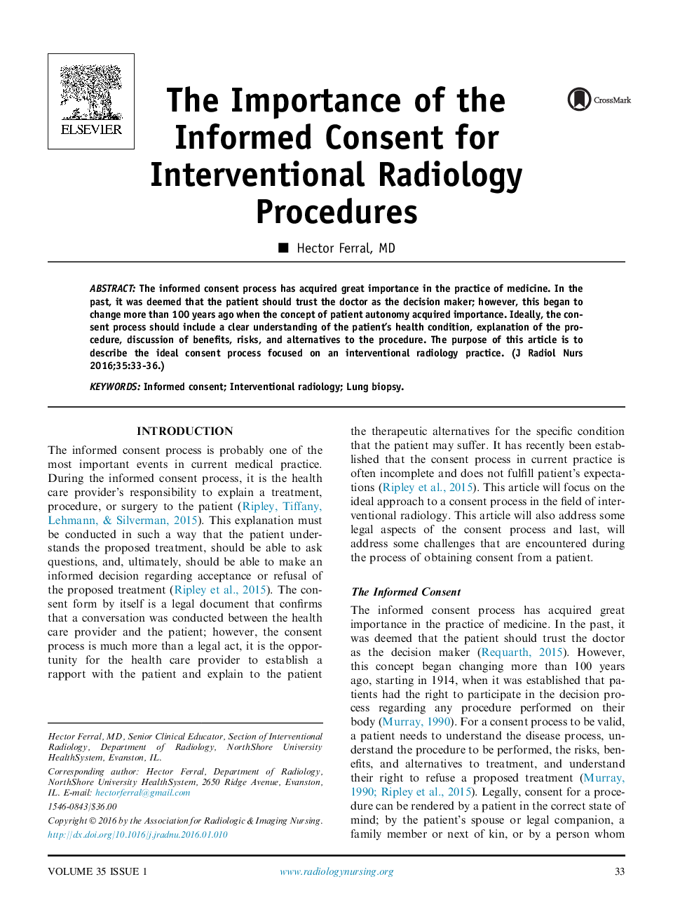The Importance of the Informed Consent for Interventional Radiology Procedures