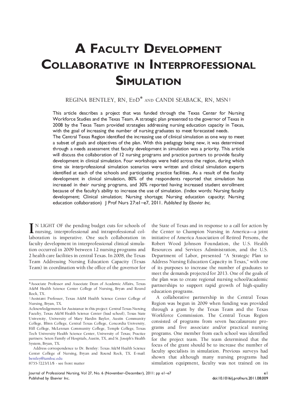 A Faculty Development Collaborative in Interprofessional Simulation 