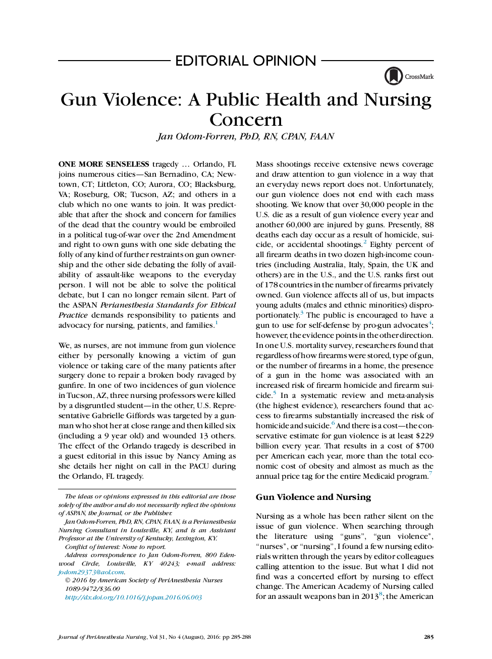خشونت تفنگ: سلامت عمومی و نگرانی پرستاران 