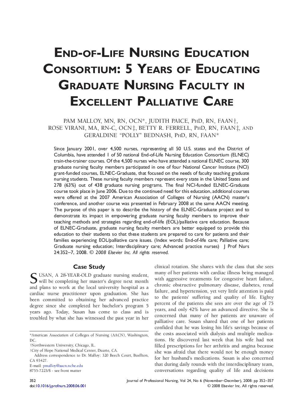 End-of-Life Nursing Education Consortium: 5 Years of Educating Graduate Nursing Faculty in Excellent Palliative Care