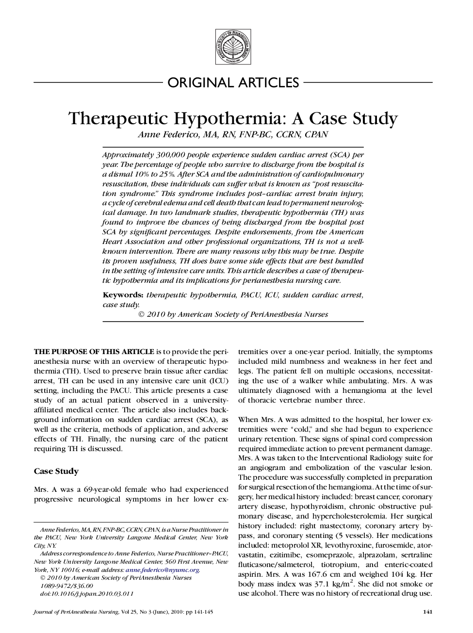 Therapeutic Hypothermia: A Case Study