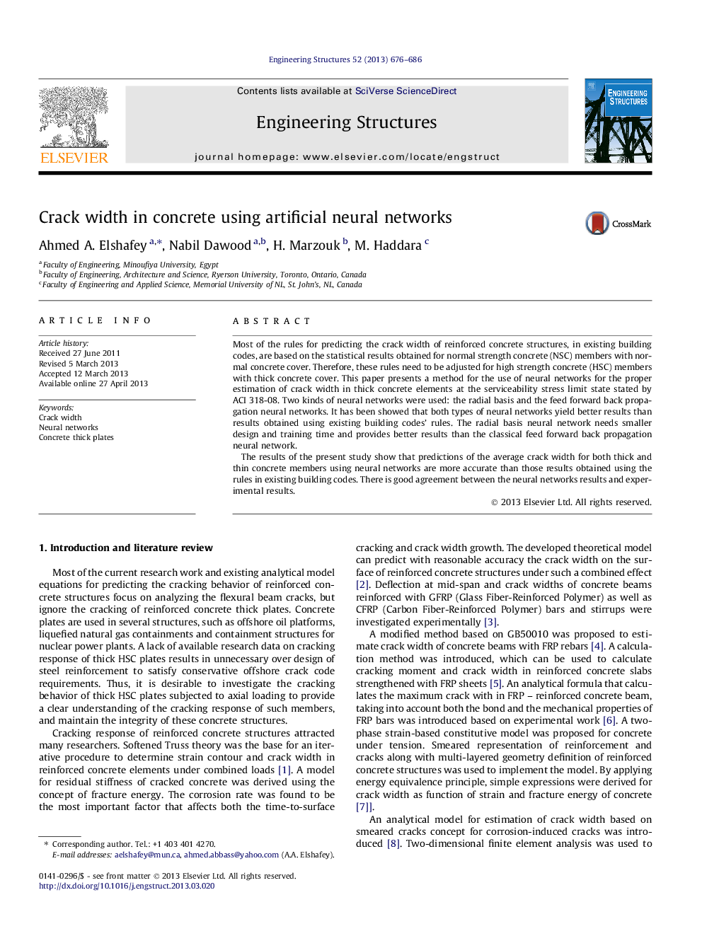 Crack width in concrete using artificial neural networks