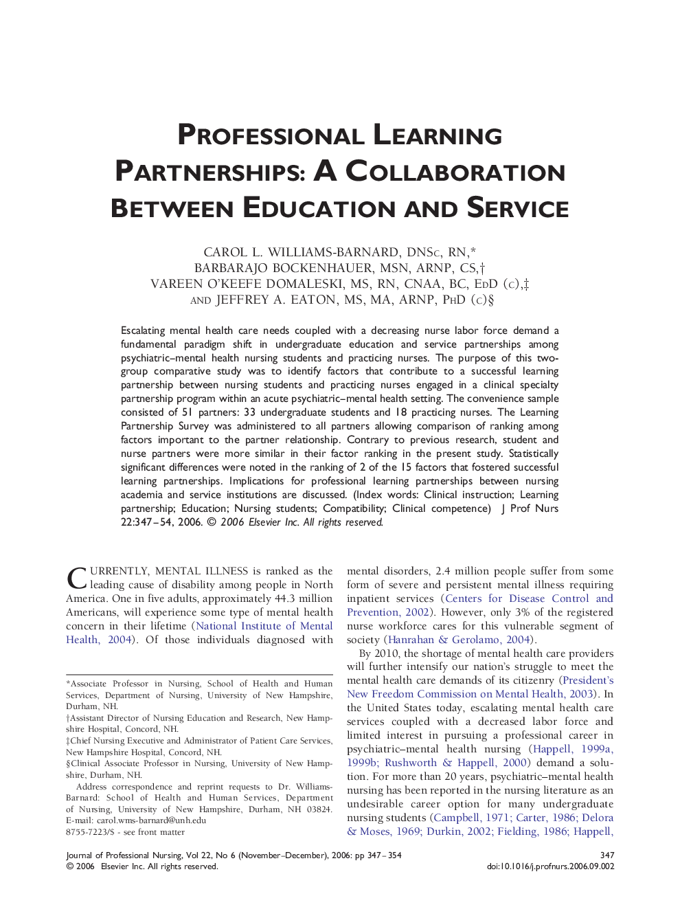 Professional Learning Partnerships: A Collaboration Between Education and Service
