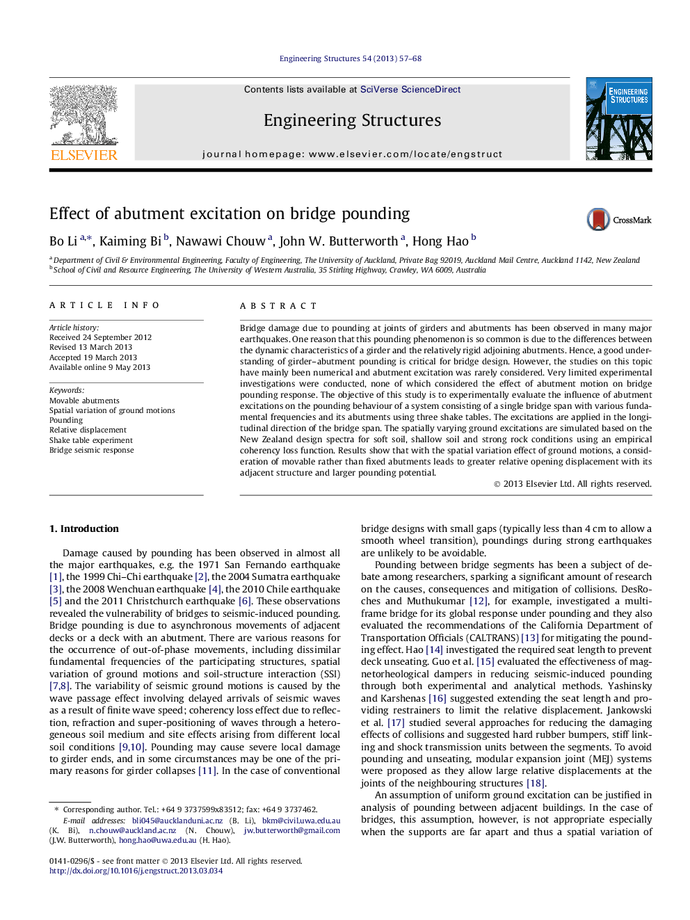 Effect of abutment excitation on bridge pounding