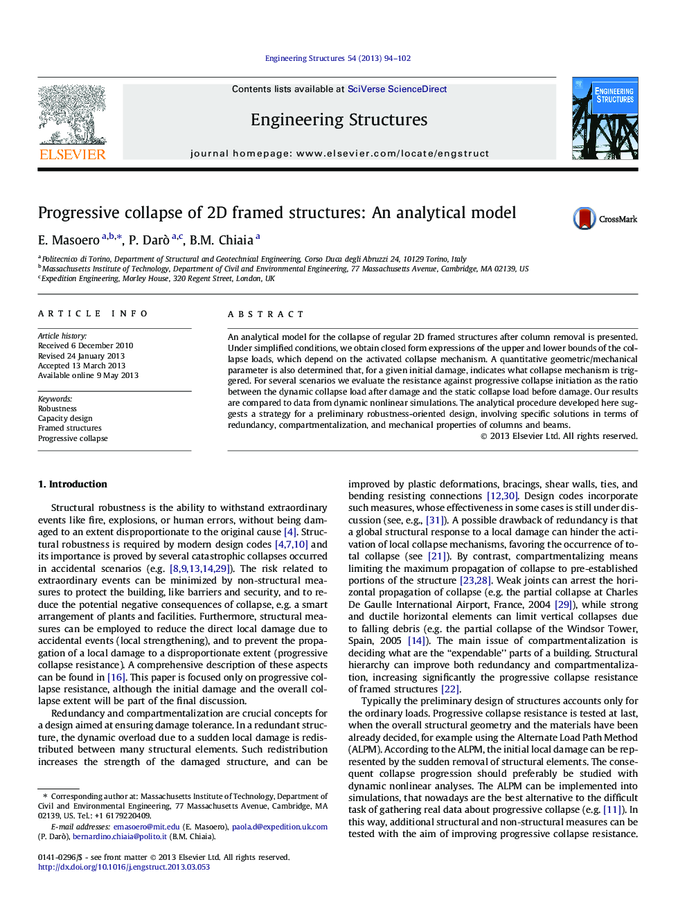 Progressive collapse of 2D framed structures: An analytical model