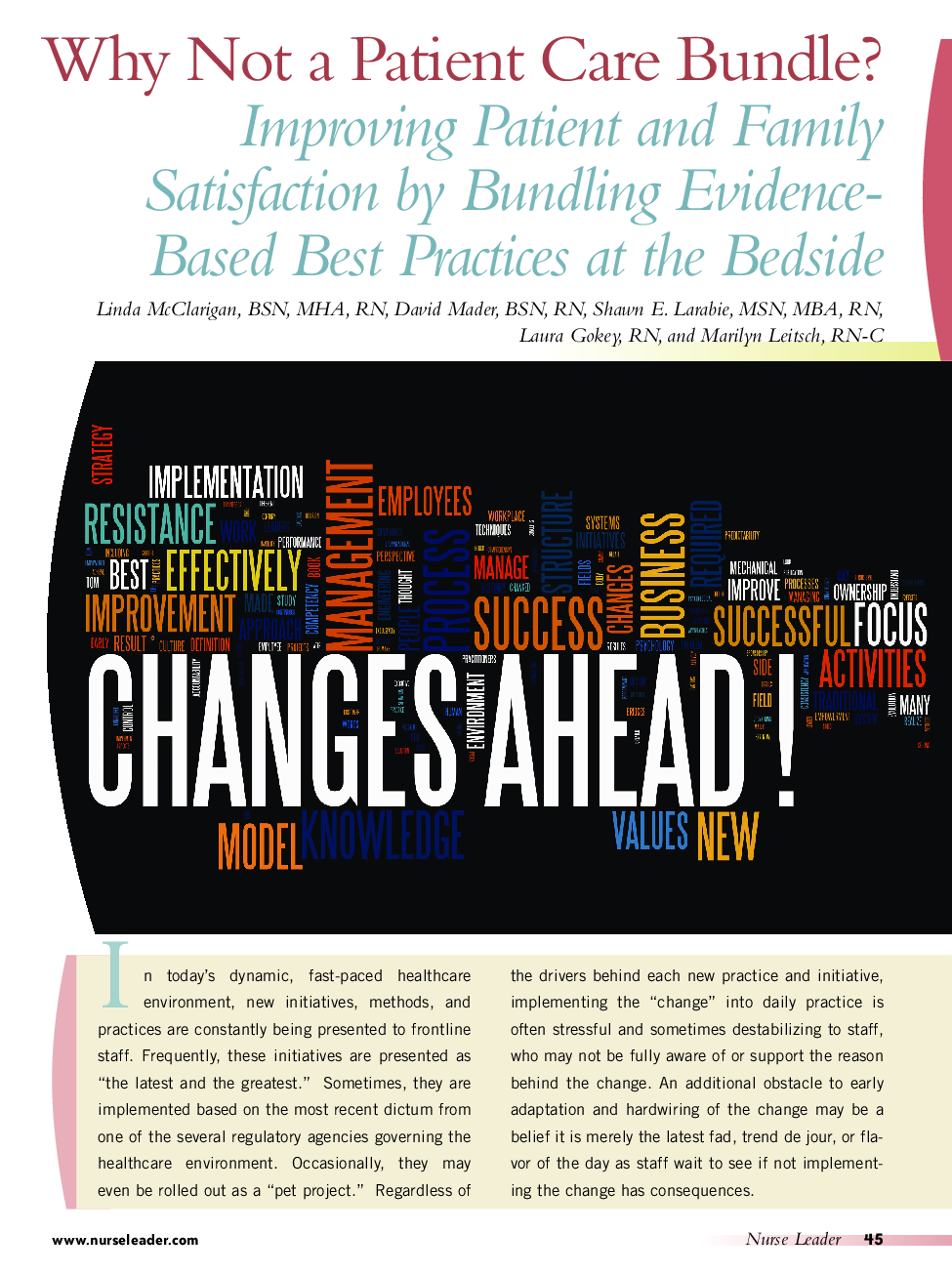 Why Not a Patient Care Bundle? Improving Patient and Family Satisfaction by Bundling Evidence-Based Best Practices at the Bedside