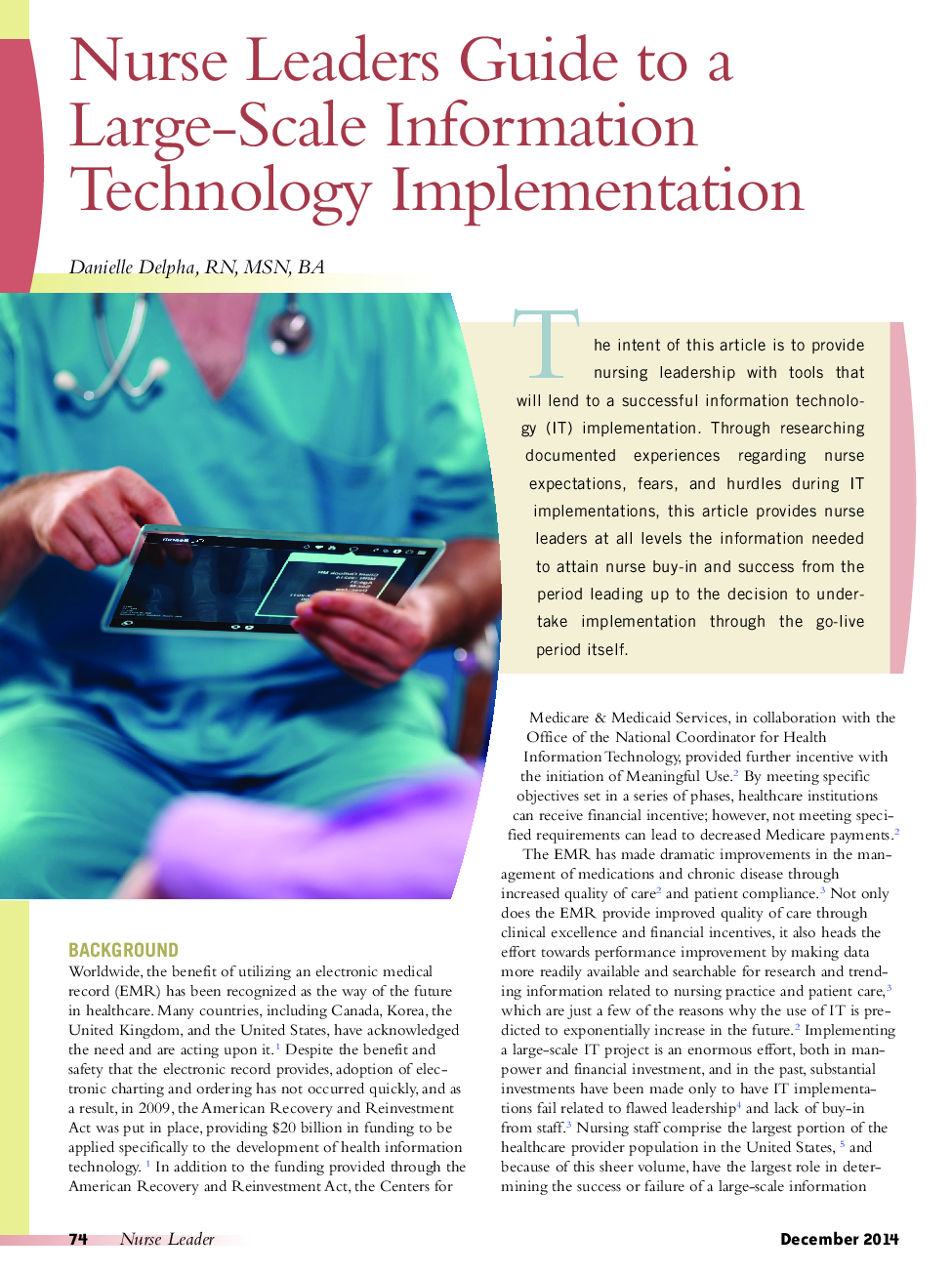 Nurse Leaders Guide to a Large-Scale Information Technology Implementation