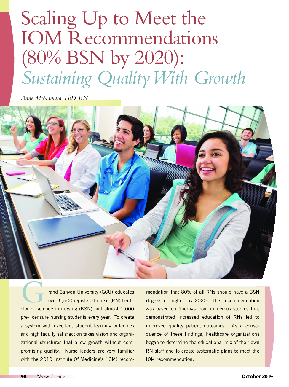 Scaling Up to Meet the IOM Recommendations (80% BSN by 2020): Sustaining Quality With Growth