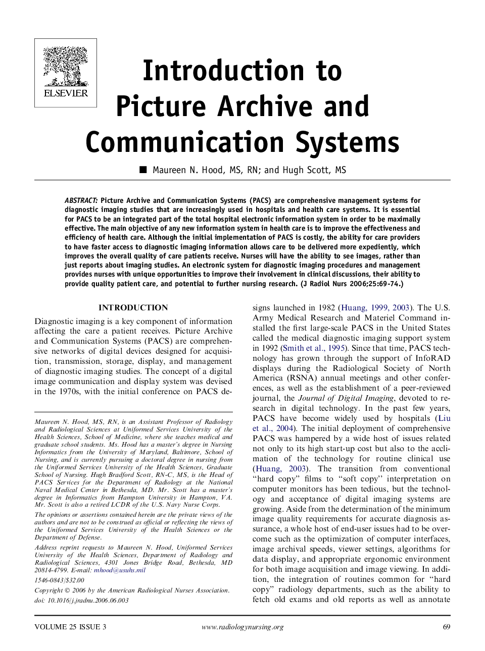 Introduction to Picture Archive and Communication Systems 