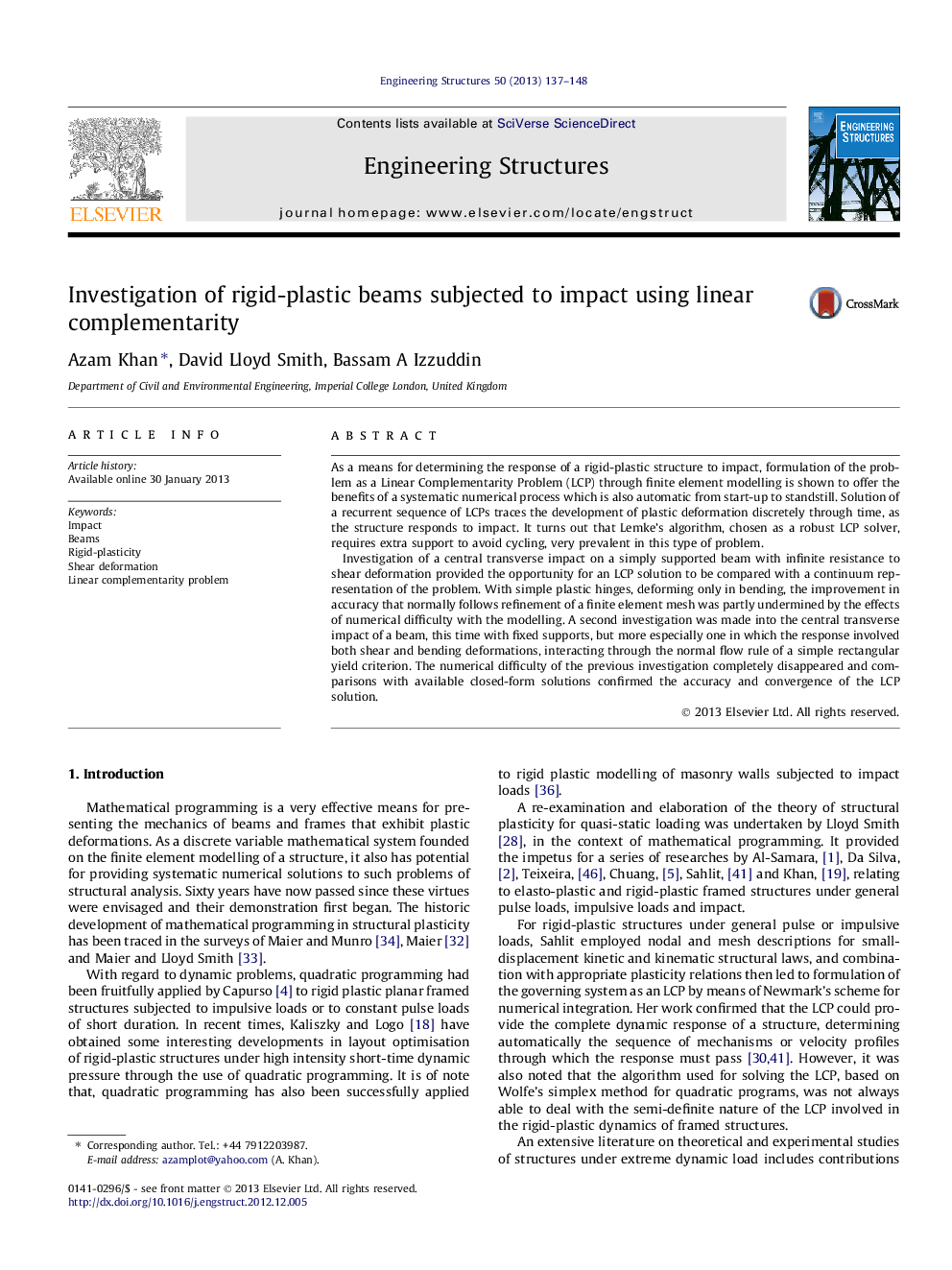 Investigation of rigid-plastic beams subjected to impact using linear complementarity