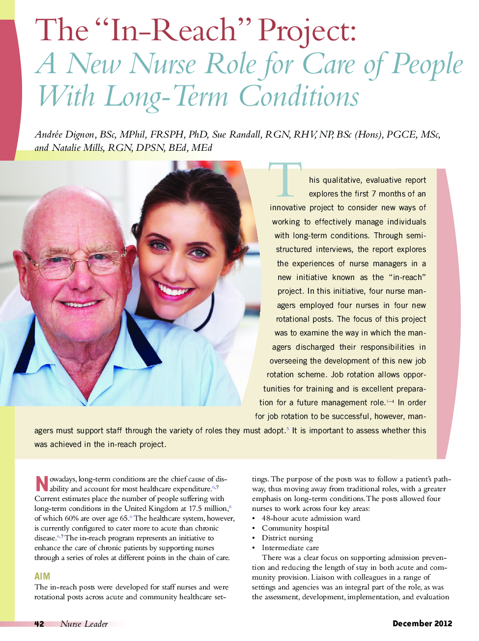 The “In-Reach” Project: A New Nurse Role for Care of People With Long-Term Conditions 