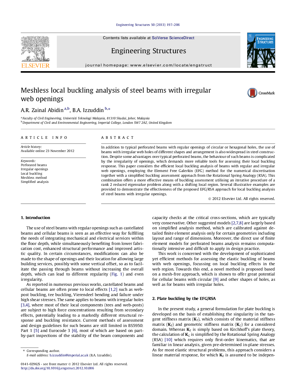 Meshless local buckling analysis of steel beams with irregular web openings