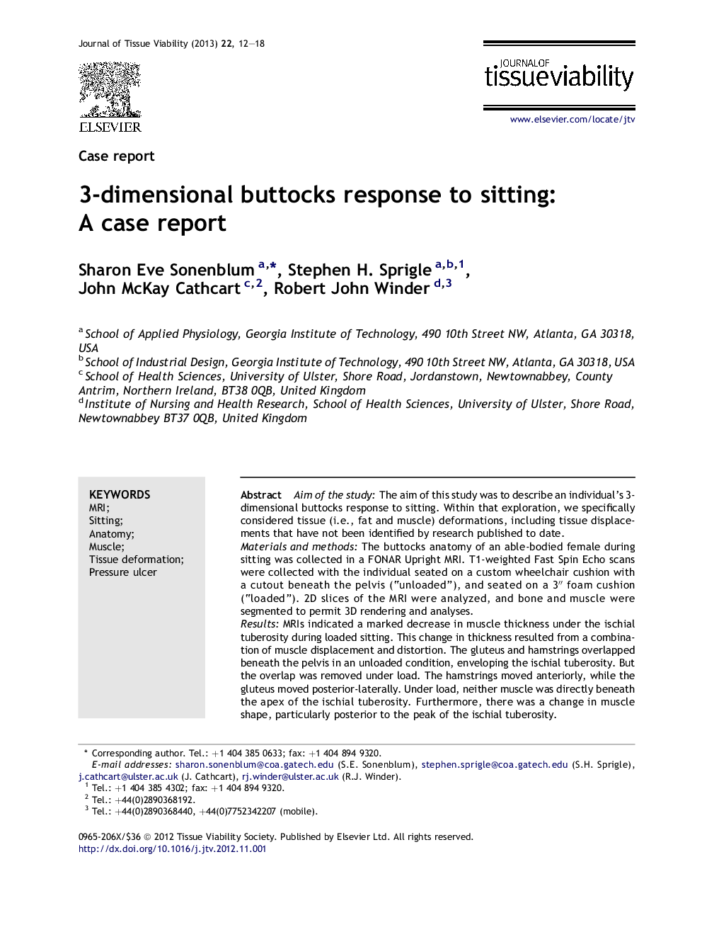 3-dimensional buttocks response to sitting: A case report