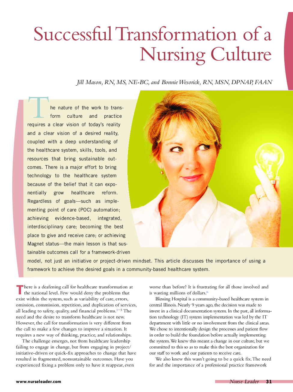 Successful Transformation of a Nursing Culture