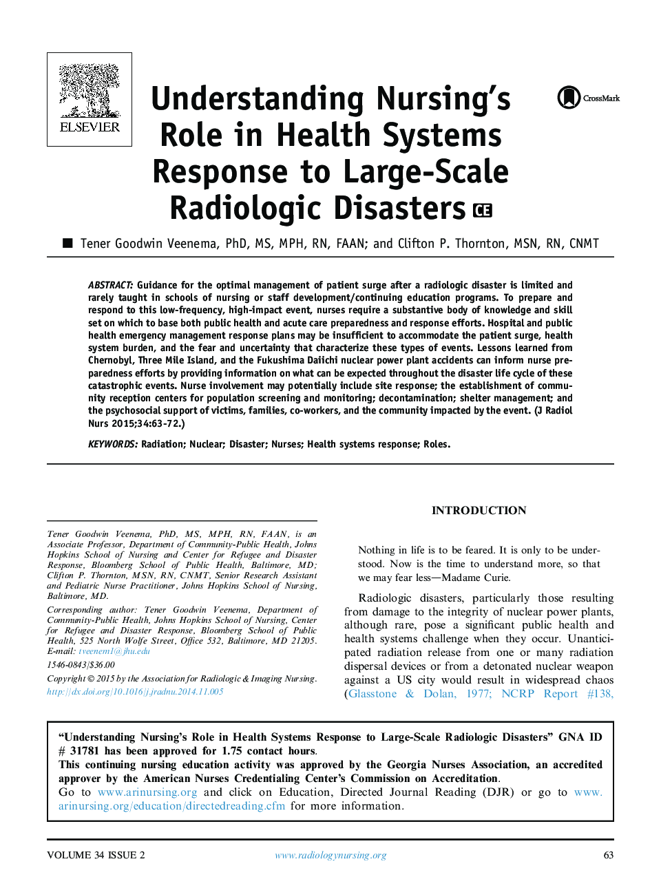 درک نقش پرستاری در پاسخگویی به سیستم های بهداشتی در برابر بلایای رادیولوژیکی بزرگ