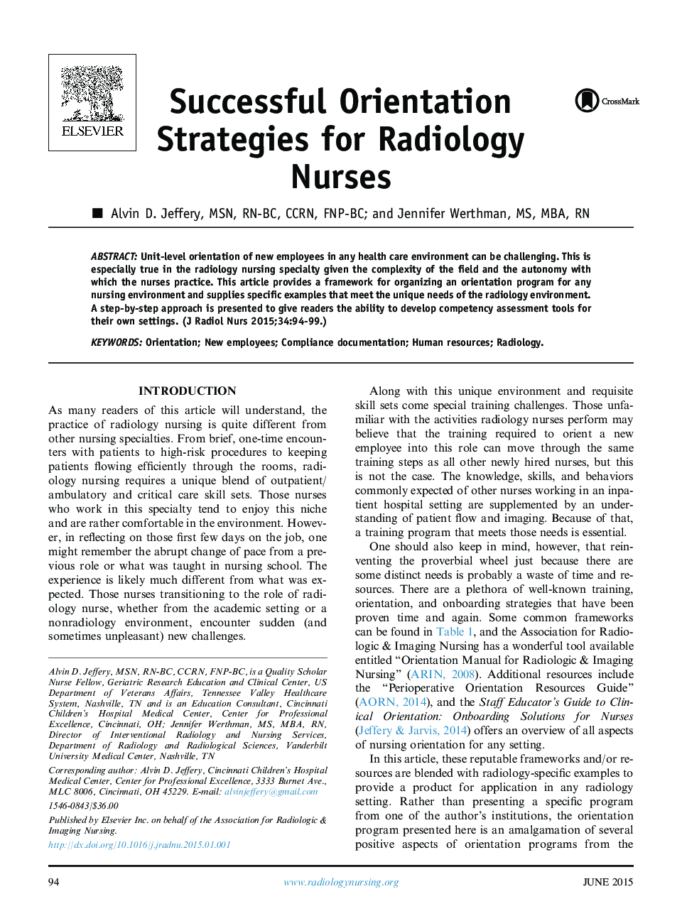 Successful Orientation Strategies for Radiology Nurses