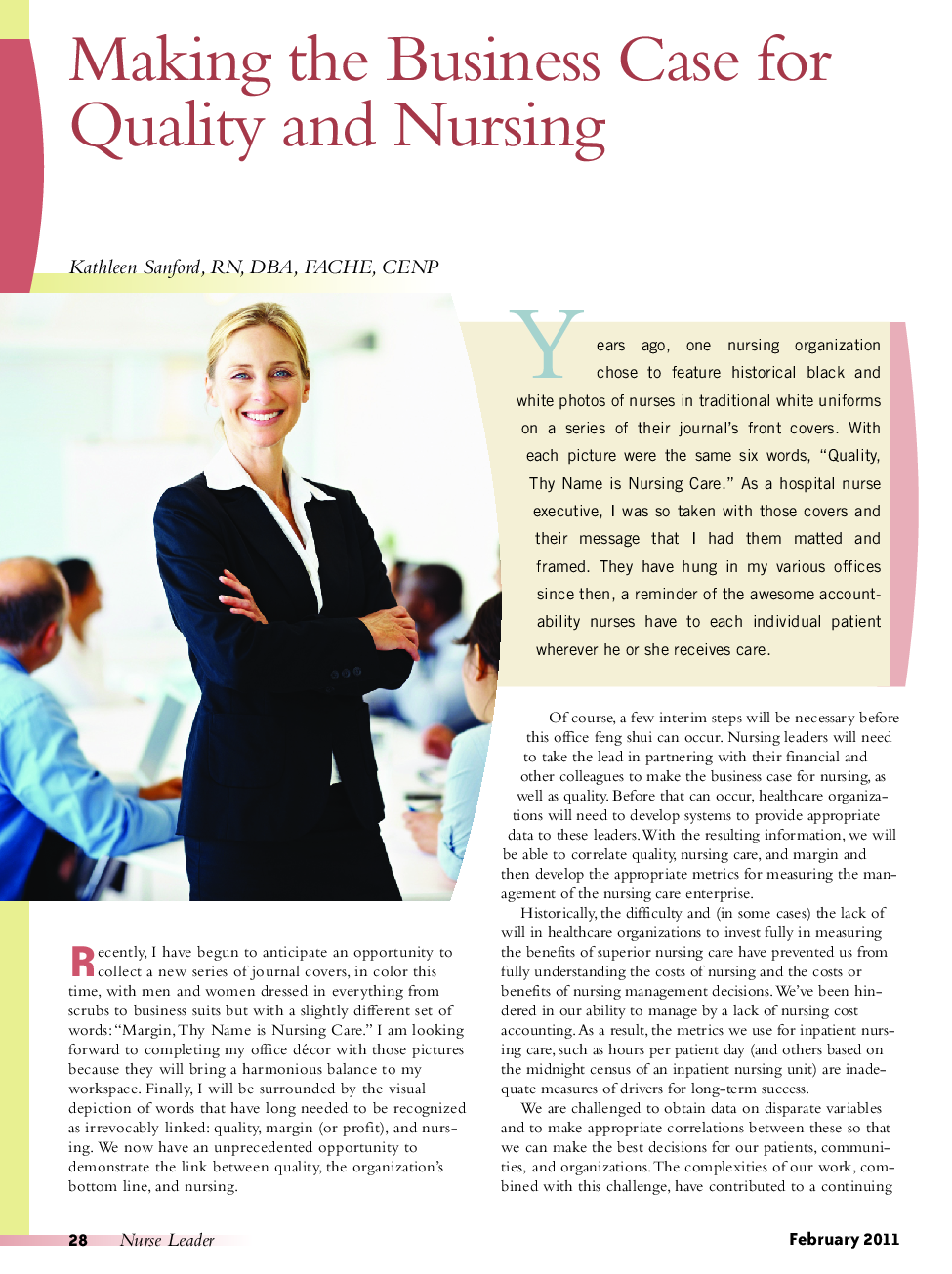 Making the Business Case for Quality and Nursing