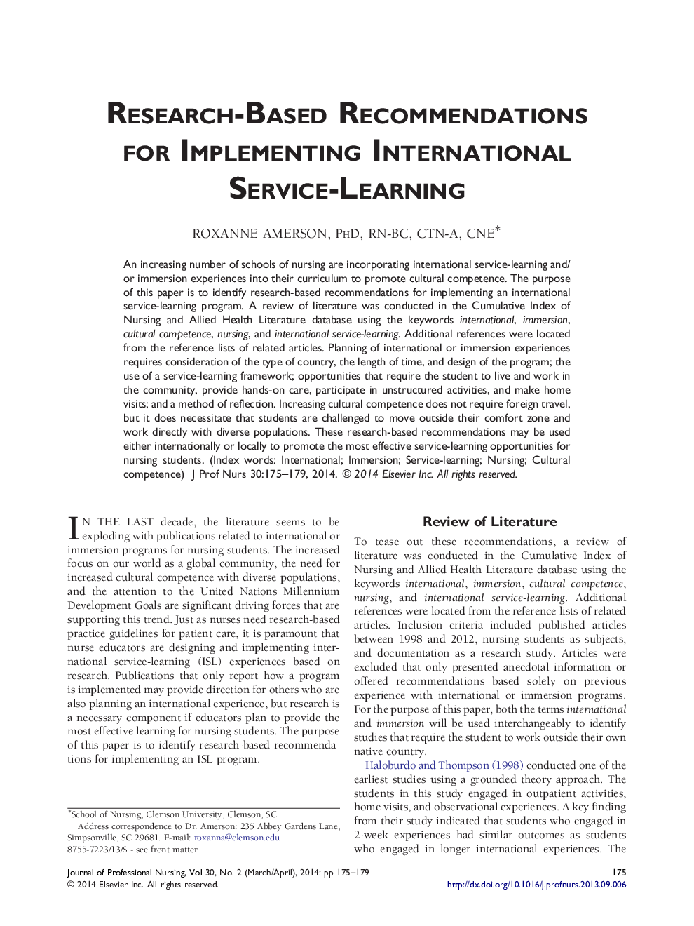 Research-Based Recommendations for Implementing International Service-Learning