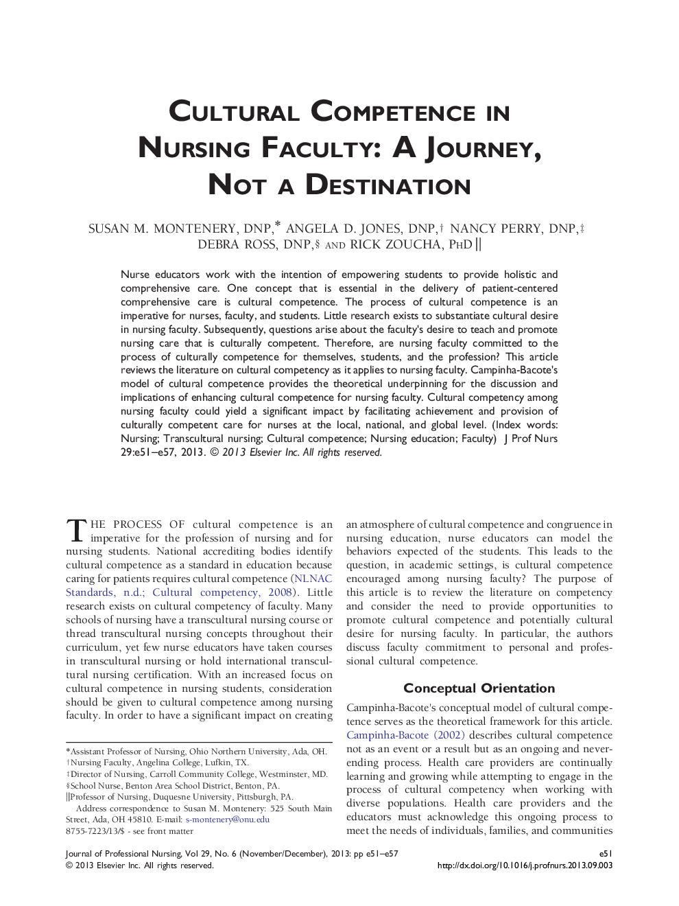 Cultural Competence in Nursing Faculty: A Journey, Not a Destination