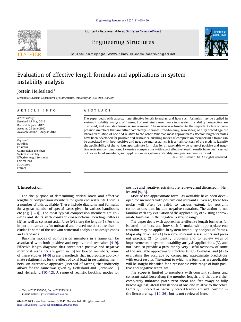 Evaluation of effective length formulas and applications in system instability analysis